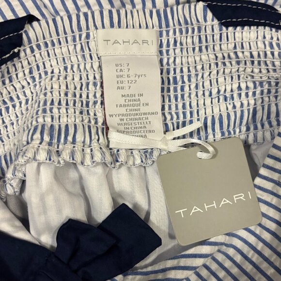 Tahari Girls Seersucker anchor Dress Blue & White Striped Size 7 - Picture 6 of 7